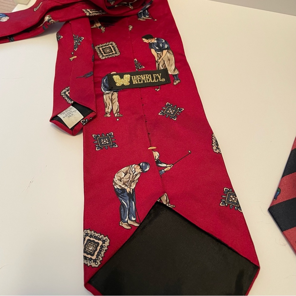 Lot Of 2 Golf Themed Ties Mercedes Wembley Silk - Picture 5 of 7